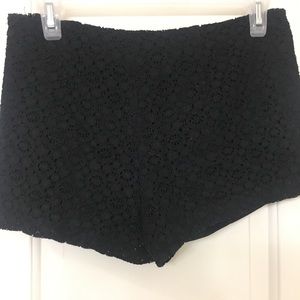 Black lace side zipper shorts